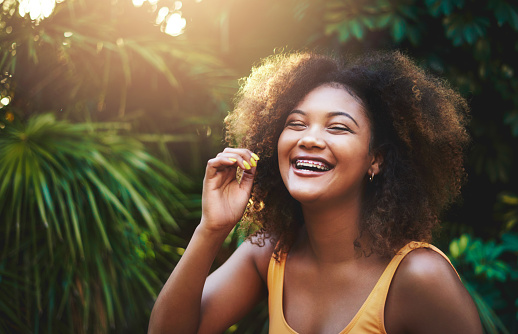 Smiling teen with braces