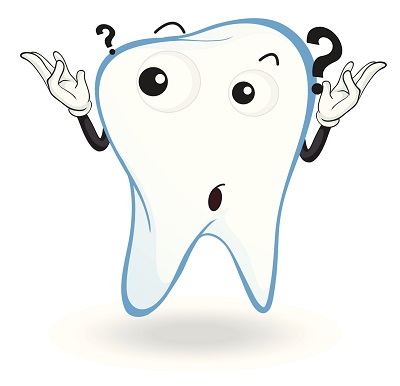 cartoon illustration of a tooth with a question about why we need regular checkups